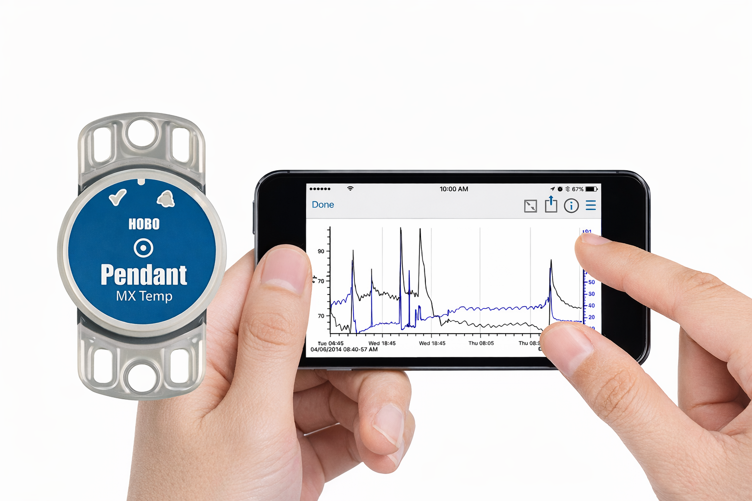 Registrador de datos de temperatura para agua MX2201, -20 a 70 °C, Onset - 3