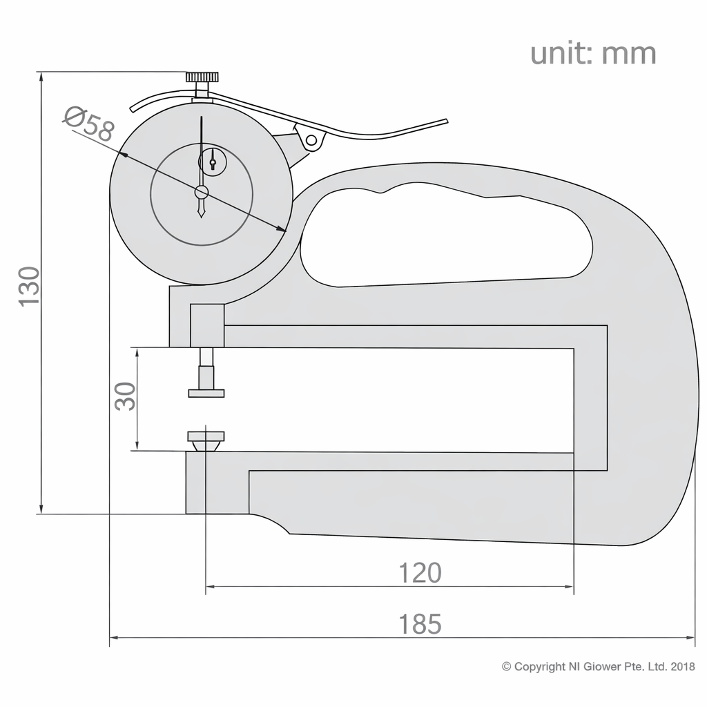 Medidor de espesor analogico Serie 444, 10 a 20 mm, ACCUD - 1