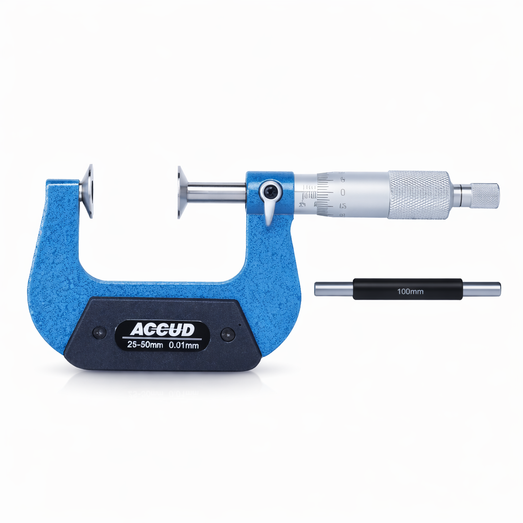 Micrómetro de disco para láminas y materiales planos Serie 342, 25 a 100 mm, ACCUD