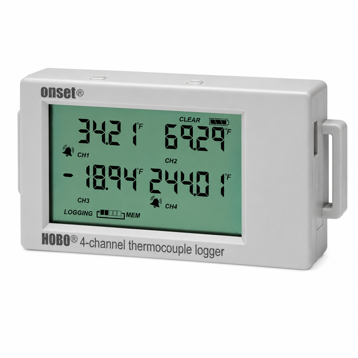 Registrador de datos de termopar de 4 canales  UX120-014M, -20 a 70 °C, Onset.