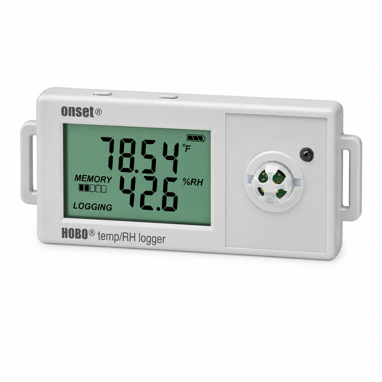 Registrador de temperatura y humedad con sensor UX100-023A, -40° a 75 °C, Onset.