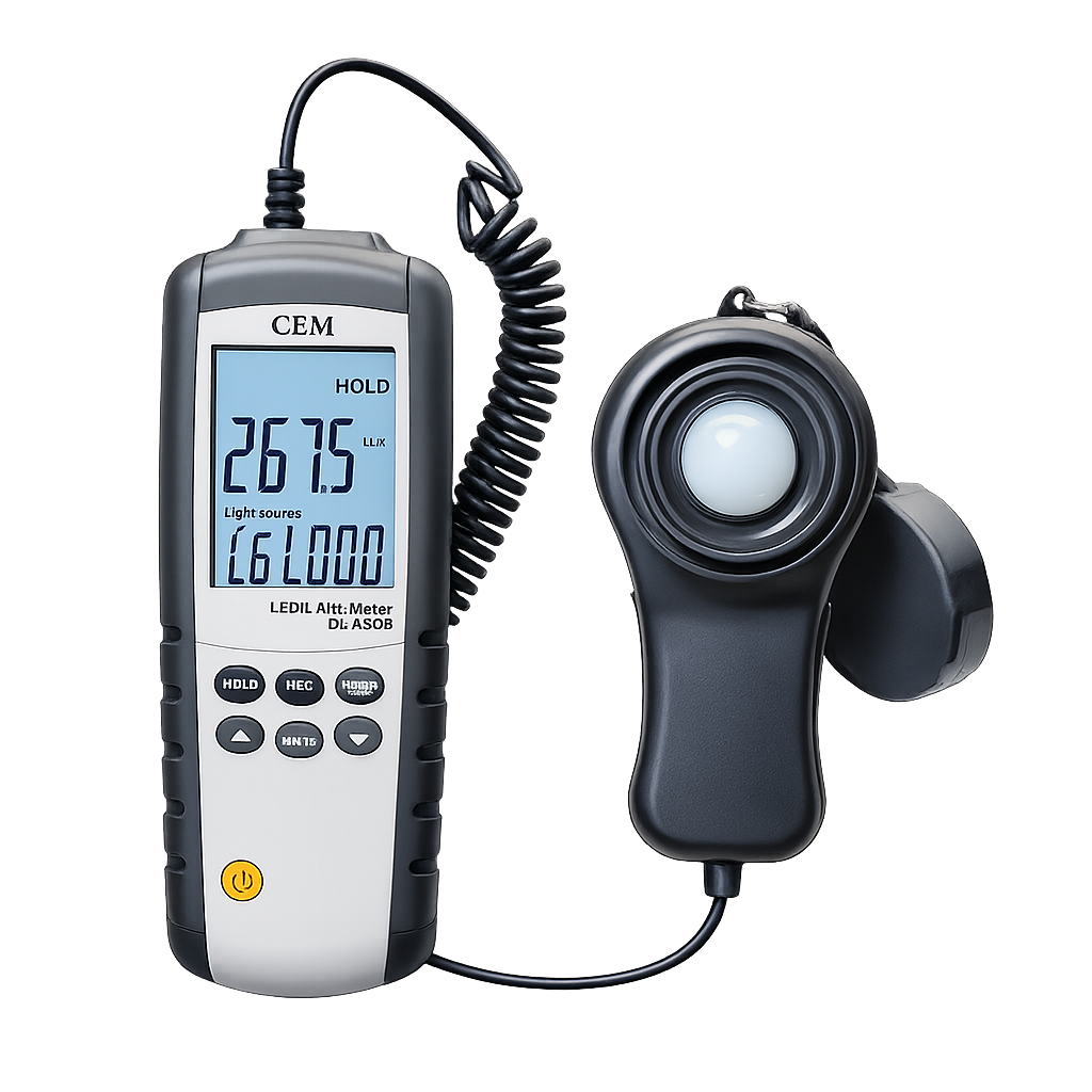 Medidor digital para luz LED y fluorescente DT 3809, 40 a 400,000 lux, CEM