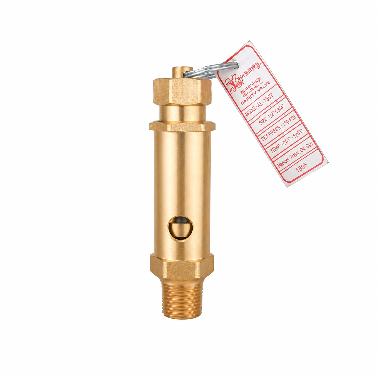 Válvula de seguridad tipo argolla de latón 678, Presión max 15.0 Kg/cm² (213 psi), Vayremex 