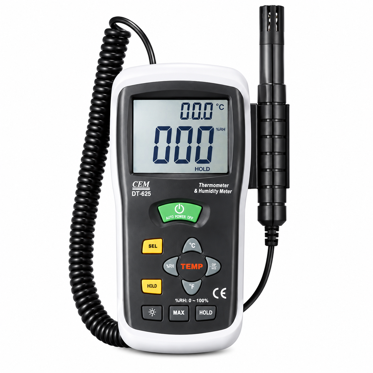 Termohigrómetro con termopar tipo K CMDT/635, -30ºC-100ºC / 0ºC -100% R.H., CEM