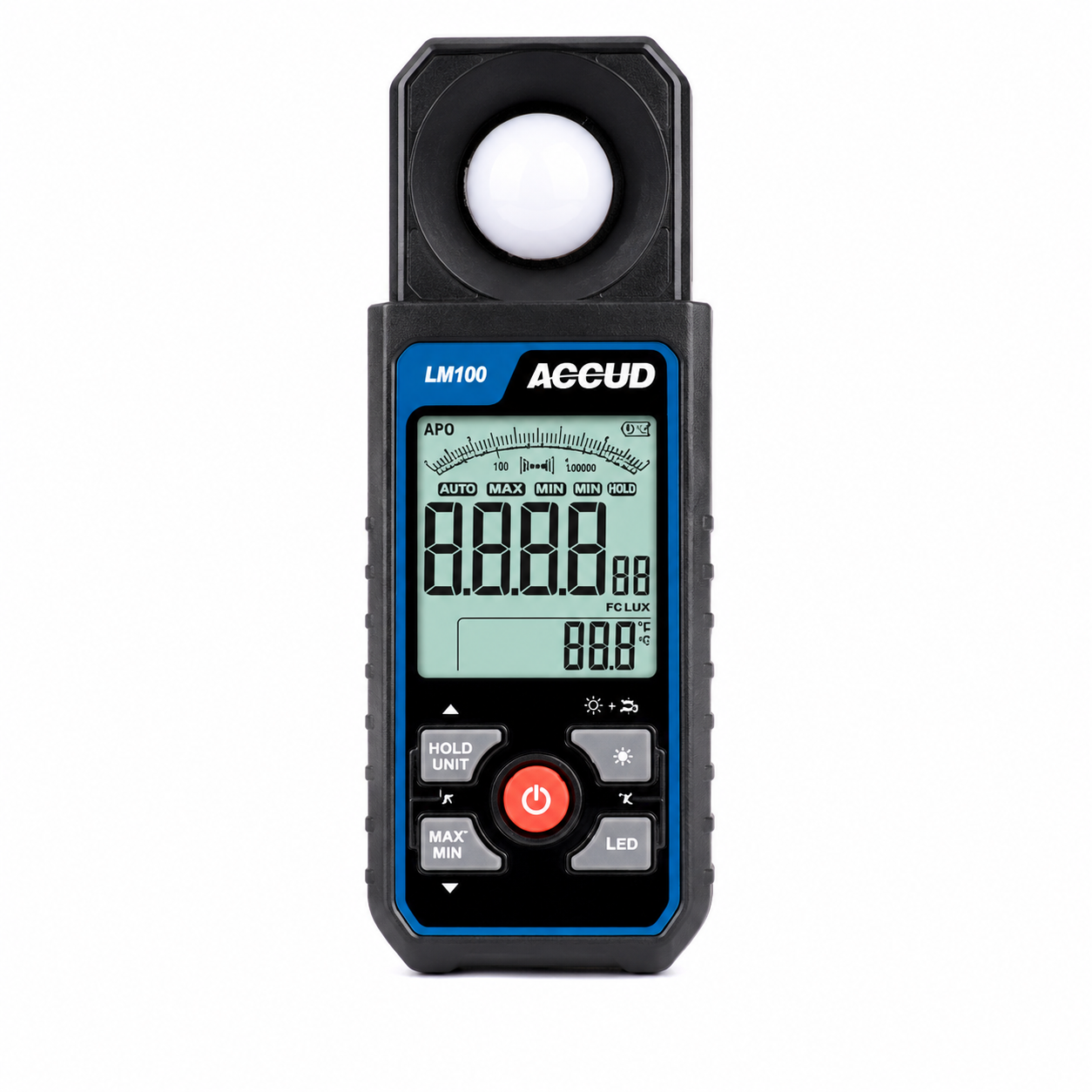 Medidor de Luz Digital para Medición de Iluminación LM100, 0.1 a 200000LUX, ACCUD