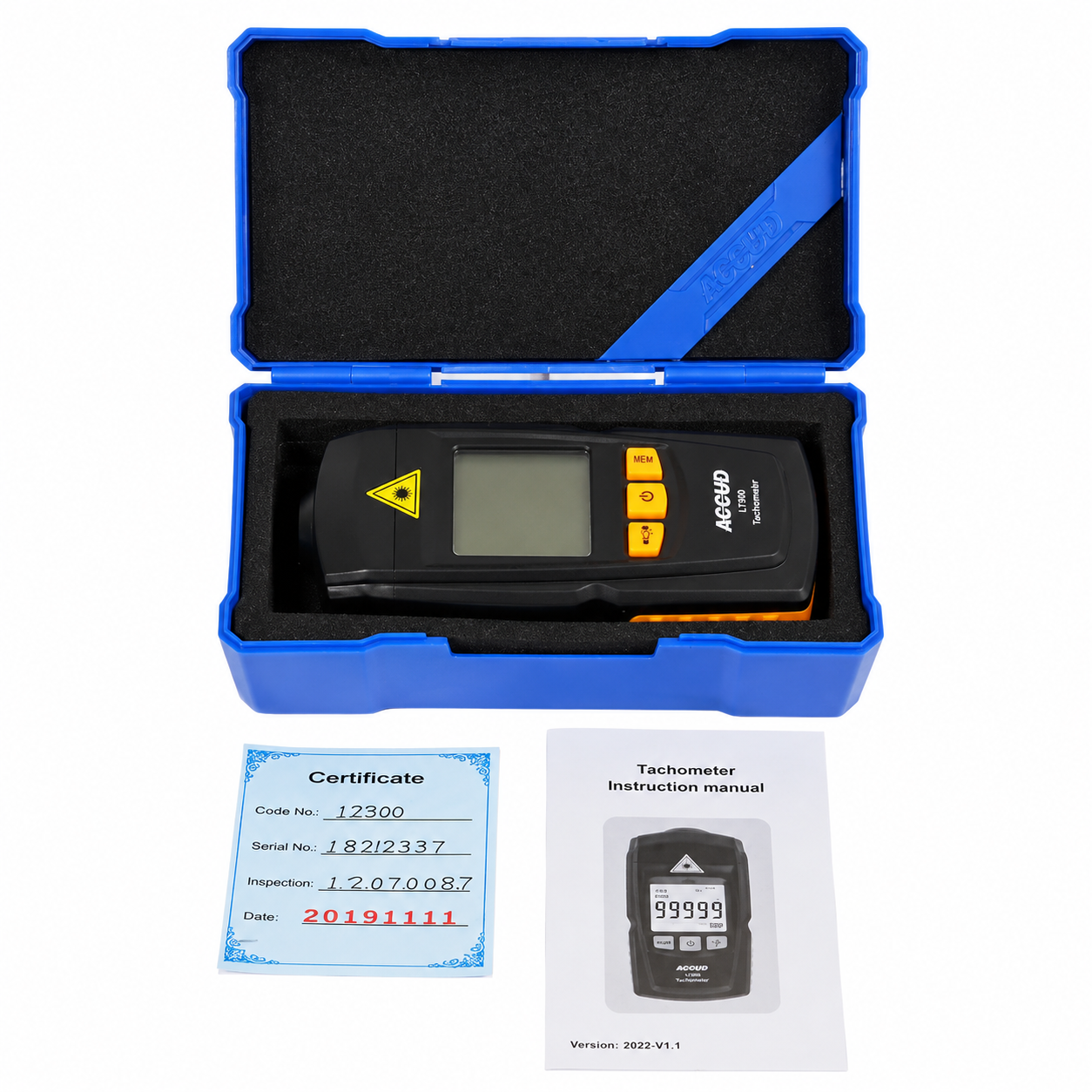 Tacómetro láser sin contacto LT900, 2.5 a 99999 rpm, ACCUD - 1