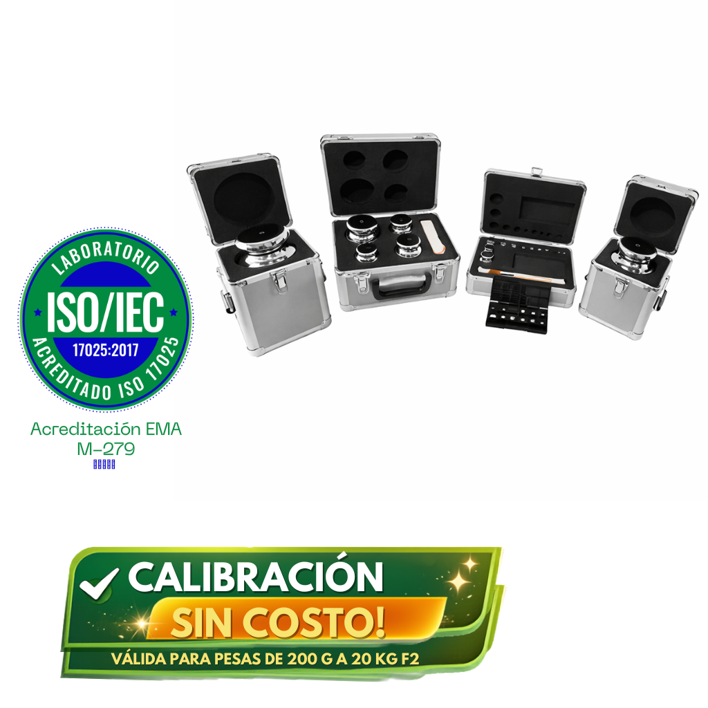 Set de Pesas para calibración clase F2, 1 mg hasta 20 Kg, Sumimet