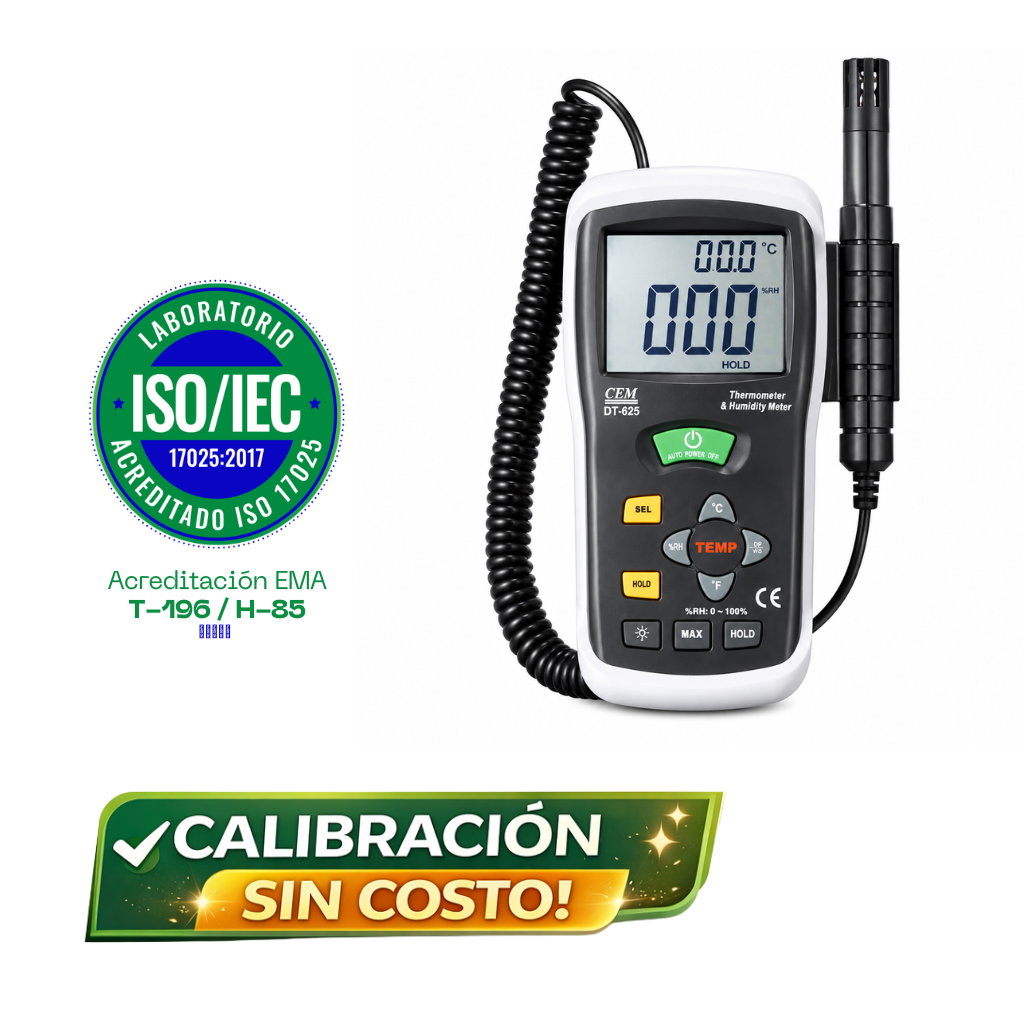 Termohigrómetro con termopar tipo K CMDT/635, -30ºC-100ºC / 0ºC -100% R.H., CEM