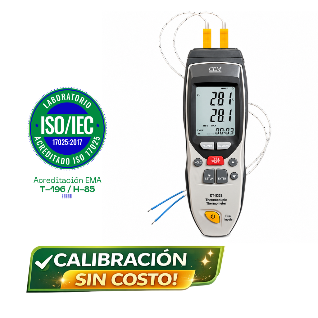 Termómetro datalogger de termopar tipo K/J CMDT/852B, -200ºC a 1372ºC, CEM