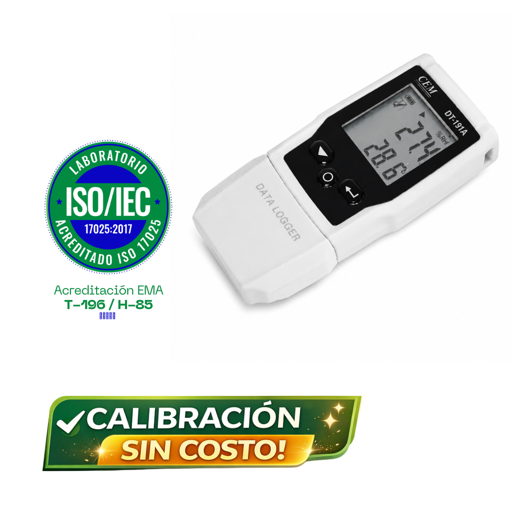 Registrador de Temperatura y Humedad Plug PDF CMDT-191A, -40 a 70 ℃ y 0 a 100% R.H, CEM.