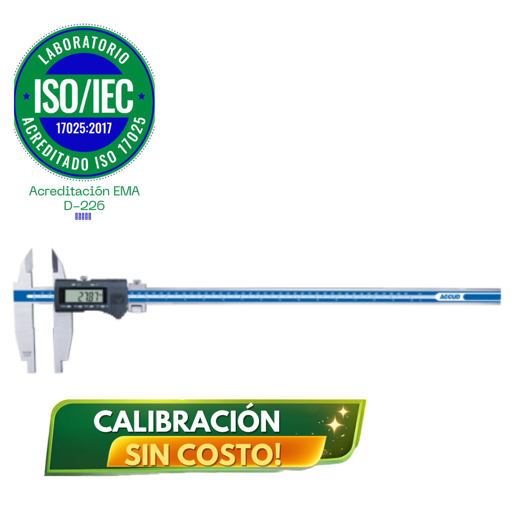 Calibrador digital  con mordazas interiores, exteriores largas, con salida de datos, Serie 131, 300 mm hasta 1000 mm / 12 pulg hasta 40 pulg.  ACCUD