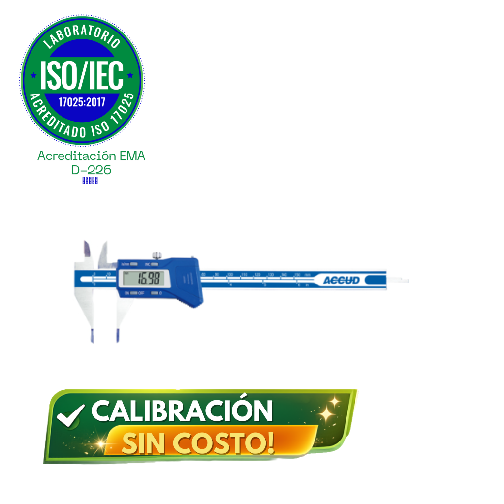 Calibrador digital con punta pequeña y salida de datos Serie 168, 0 mm hasta 150 mm / 0 pulg hasta 6pulg, ACCUD