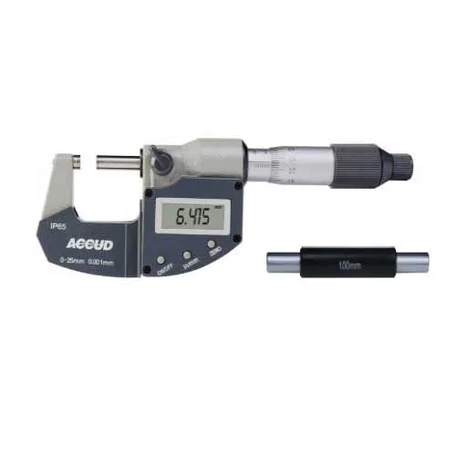 Micrómetro digital de exterior IP65, 25 mm hasta 150 mm o 1 pulg hasta 6 pulg, ACC-SERIE 313