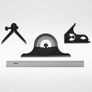 Juego de 4 Escuadras Combinadas profesional  , 0 a 300 mm o 0 a 12 pulg, ACC817-180-02