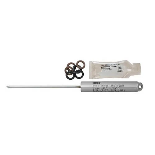Registrador de datos de temperatura de acero inoxidable U12 con sonda de 5 pulgadas, -40 ° a 125 °C, Onset, HOBO U12-015-02