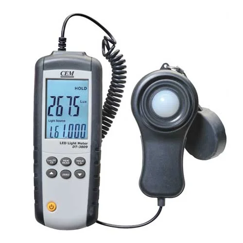 Medidor de luz LED, Tungsteno, Luz diurna y Fluorescente, 40 a 400,000 lux, CMDT/3809