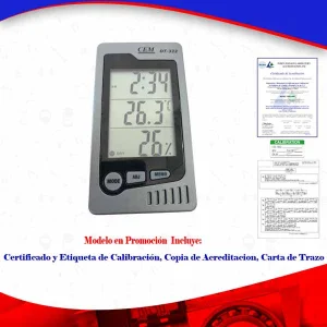 Termohigrómetro para farmacia, cumplimiento a COFEPRIS, CMDT/322 - 1