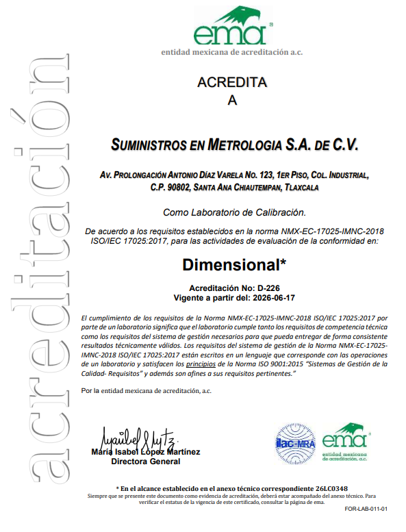 Acreditación Dimensional D-226