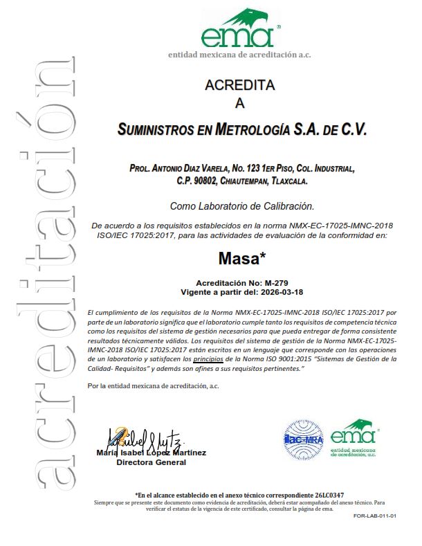 Acreditación Masas M-279