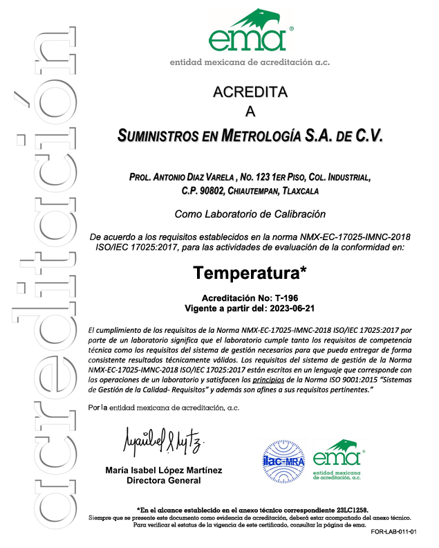 Acreditación Temperatura T-196