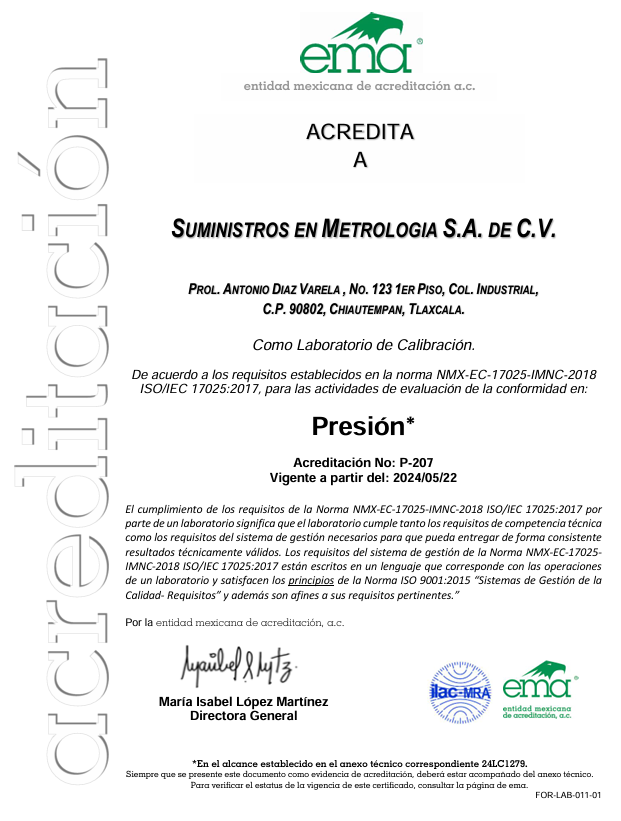 Acreditación Presión P-207