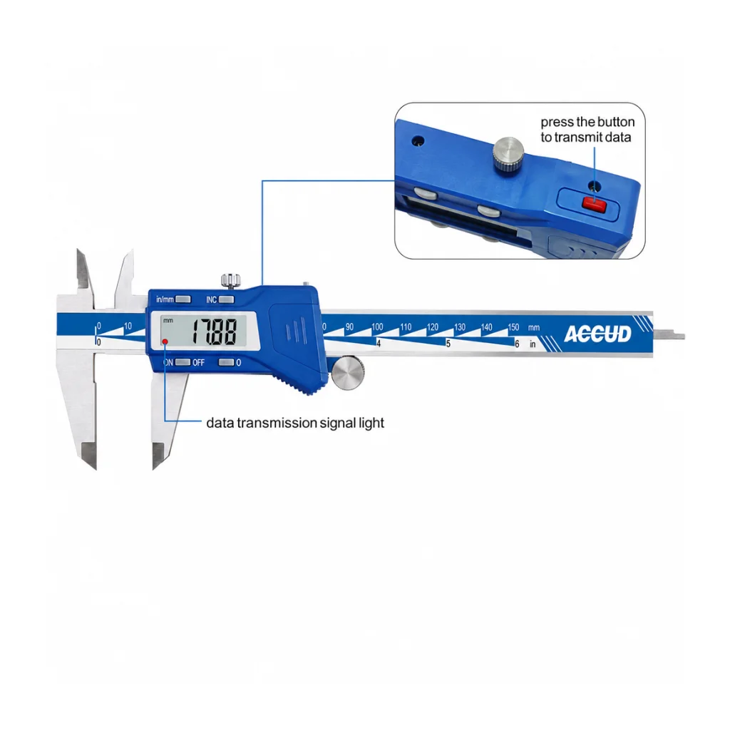 Calibrador digital inalámbrico Serie 111, 150 mm hasta 300 mm / 6 pulg hasta 12 pulg, ACCUD - 1