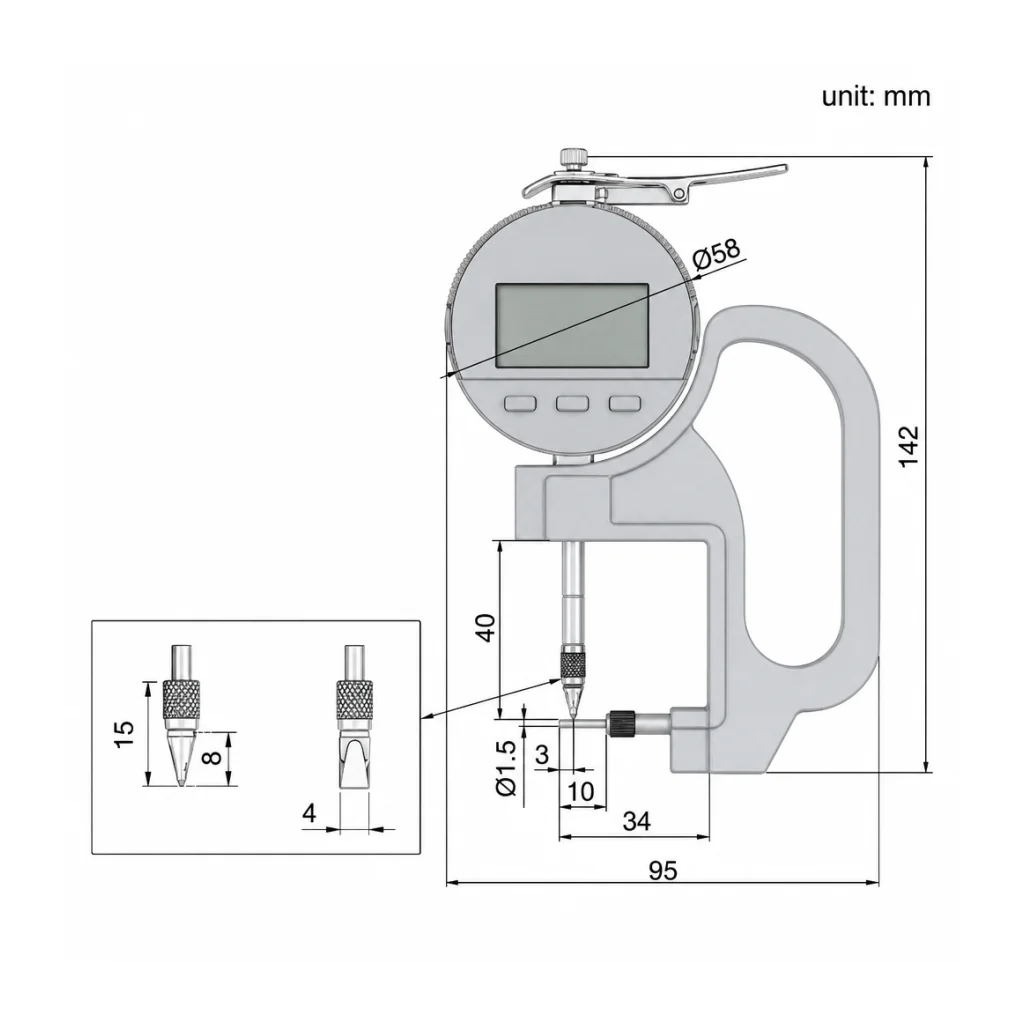 Medidor de espesor digital para tubos serie 462, 0 a 10 mm, ACCUD - 1